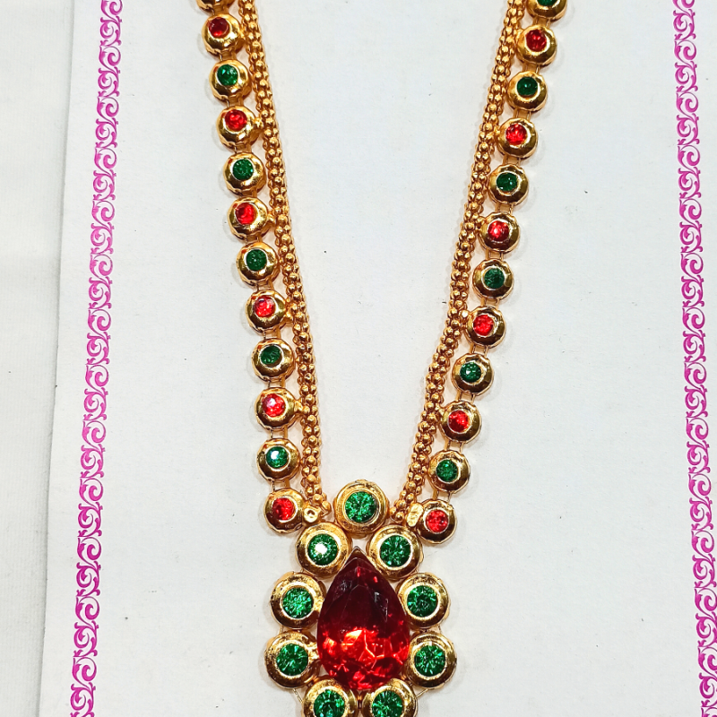 Ganpati Haar Stone Red Green