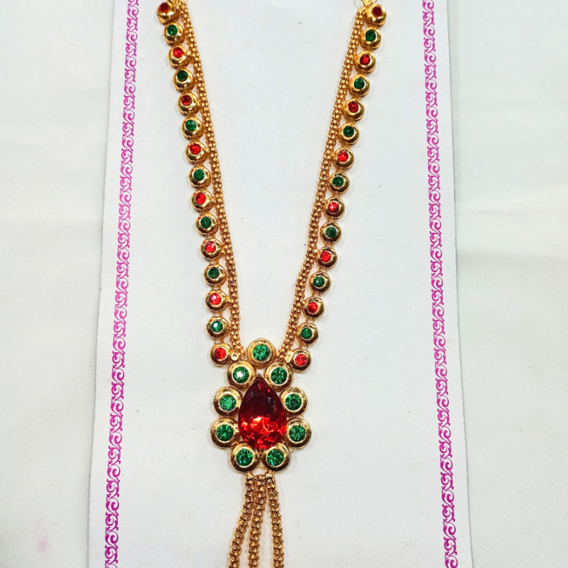 Ganpati Haar Stone Red Green