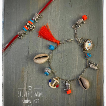 Silver Charms  lumba Set With Latkan