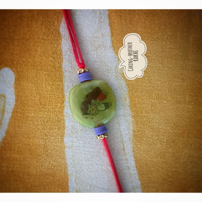 Caring Brother Desing stone Rakhi