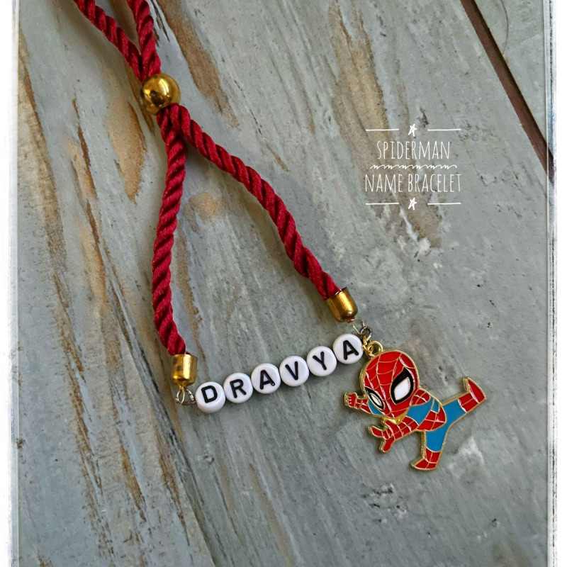 Personalized Rakhi With Kids Name and Spider Man Cartoon