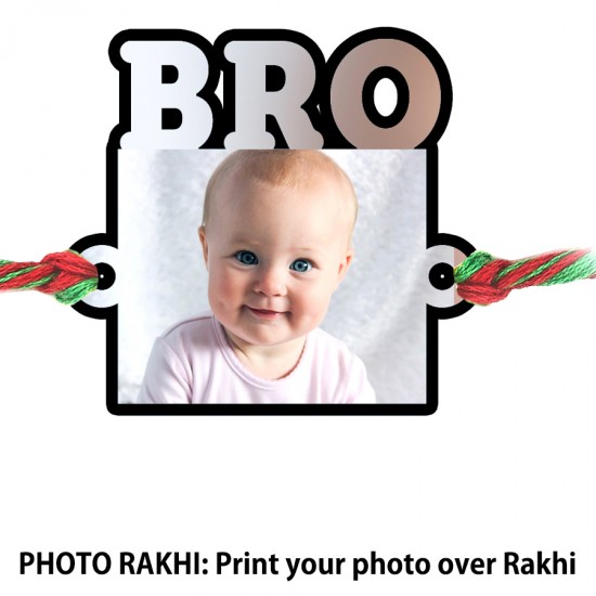 Bro Rectangular Customized Photo Rakhi With Text Bro Rectangular Customized Photo Rakhi With Text