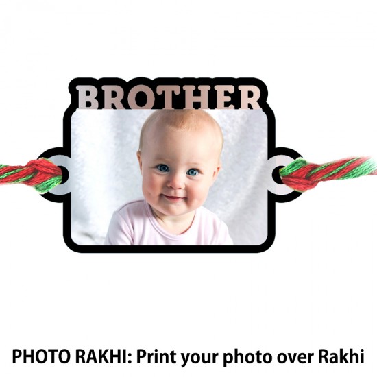 Brother Rectangular Customized Photo Rakhi With Text Brother Rectangular Customized Photo Rakhi With Text