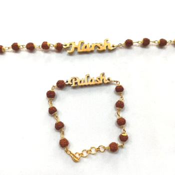 Customized Name Bracelet With Rudraksha Beads Best Gift