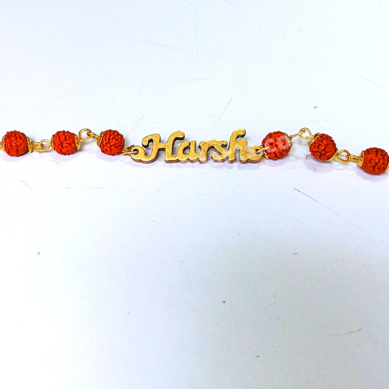 Customized Name Bracelet With Rudraksha Beads Best Gift