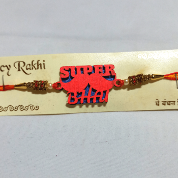 Super Bhai Moustache Single Color English Text Rakhi Super Bhai Moustache Single Color English Text Rakhi