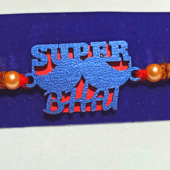 Super Bhai Moustache Single Color English Text Rakhi