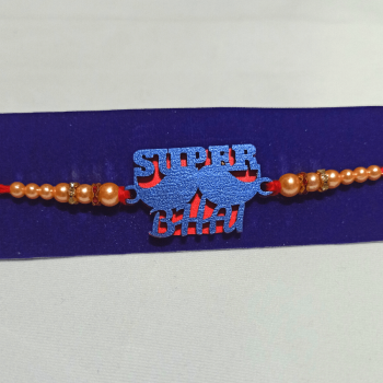 Super Bhai Moustache Single Color English Text Rakhi Super Bhai Moustache Single Color English Text Rakhi