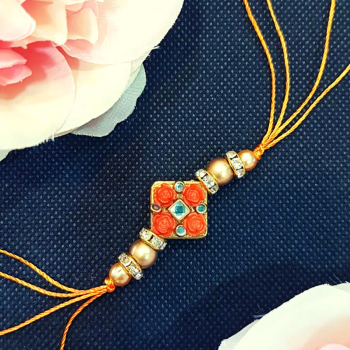 Kundan Beads Stone ring Rakhi Kundan Beads Stone ring Rakhi