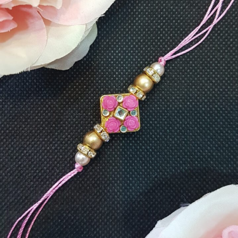 Kundan Beads Stone ring Rakhi