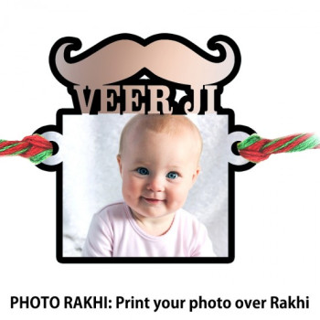 Customized Photo Rakhi With Veer Ji Text