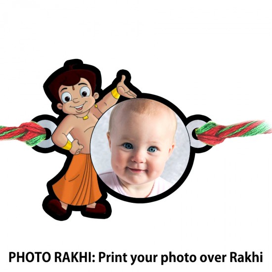 Customized Photo Rakhi For Kids With Chota Bheem Design Customized Photo Rakhi For Kids With Chota Bheem Design