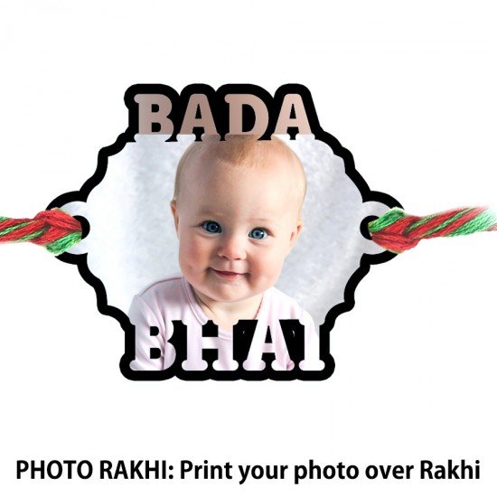 Customized Photo Rakhi With Bada Bhai Text