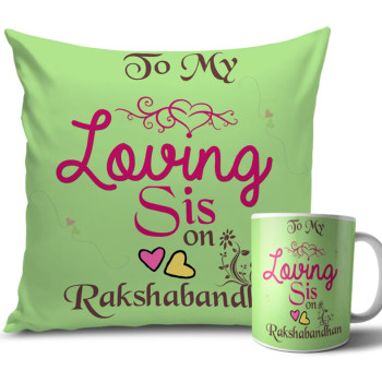 Light Green Colour Rakhi Cushion and Mug Combo 12 X 12 Inches Light Green Colour Rakhi Cushion and Mug Combo 12 X 12 Inches