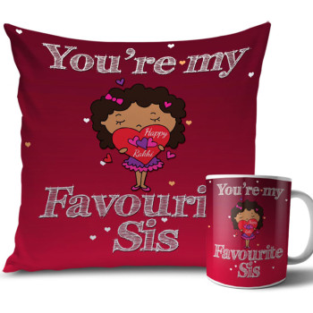 Dark Red Rakhi Cushion and Mug Combo 12 X 12 Inches Dark Red Rakhi Cushion and Mug Combo 12 X 12 Inches