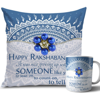 Royal Blue and White Colour Greatest Rakhi Cushion and Mug Combo 12 X 12 Inches Royal Blue and White Colour Greatest Rakhi Cushion and Mug Combo 12 X 12 Inches