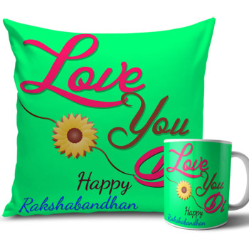 Spring Green Colour Rakhi Cushion and Mug Combo 12 X 12 Inches Spring Green Colour Rakhi Cushion and Mug Combo 12 X 12 Inches