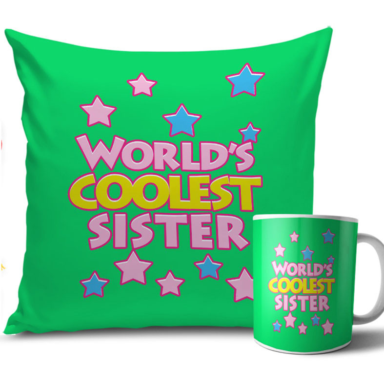 Spring Green Colour Rakhi Cushion and Mug Combo 12 X 12 Inches
