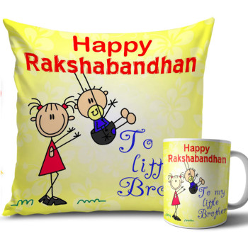 Yellow White Colour Rakhi Cushion and Mug Combo 12 X 12 Inches Yellow White Colour Rakhi Cushion and Mug Combo 12 X 12 Inches