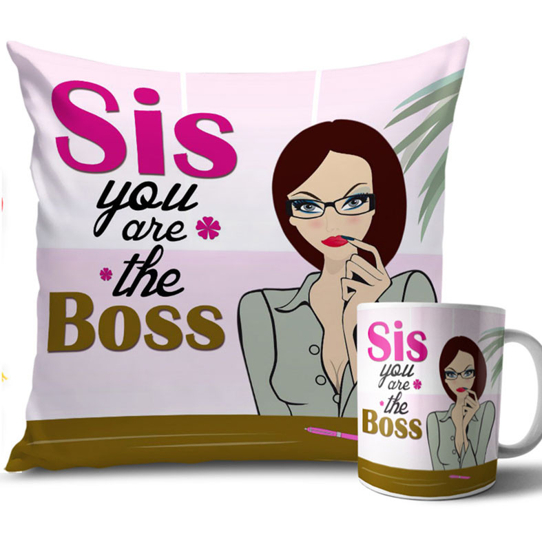 Brown and Light Pink Colour Rakhi Cushion and Mug Combo 12 X 12 Inches Brown and Light Pink Colour Rakhi Cushion and Mug Combo 12 X 12 Inches