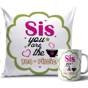 Green Flower with White Colour Rakhi Cushion and Mug Combo 12 X 12 Inches Green Flower with White Colour Rakhi Cushion and Mug Combo 12 X 12 Inches