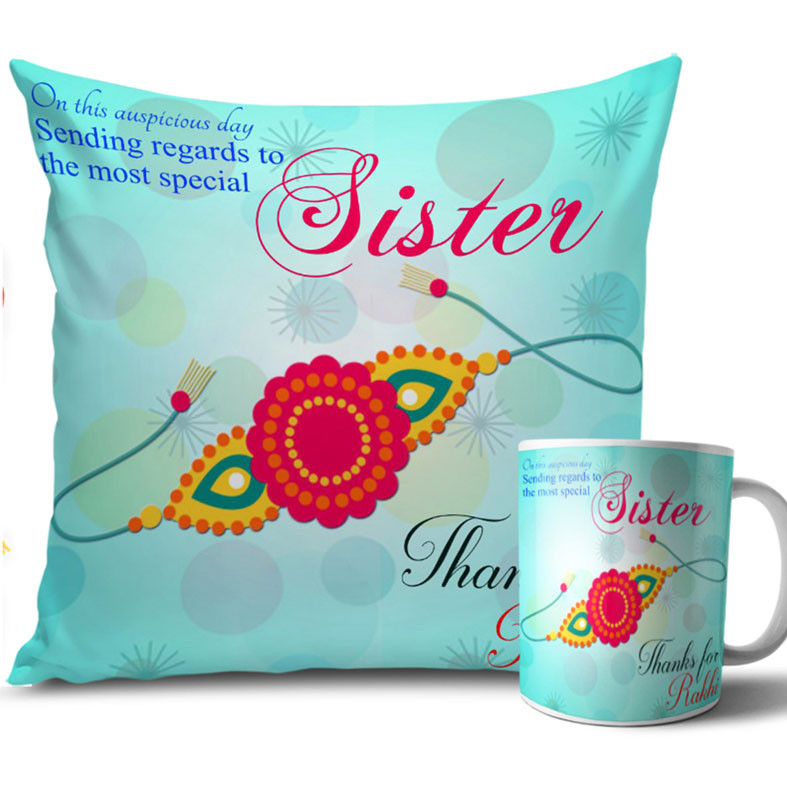 Circles with Light Blue Colours Rakhi Cushion and Mug Combo 12 X 12 Inches Circles with Light Blue Colours Rakhi Cushion and Mug Combo 12 X 12 Inches