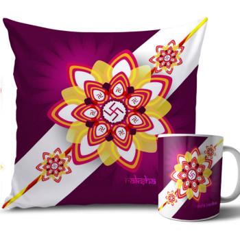 Dark Pink and Purple Colour Rakhi Cushion and Mug Combo 12 X 12 Inches Dark Pink and Purple Colour Rakhi Cushion and Mug Combo 12 X 12 Inches
