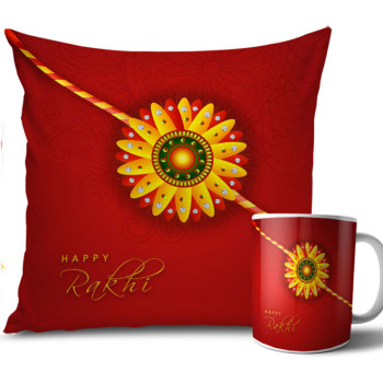 Dark and Light Red Colour Rakhi Cushion and Mug Combo 12 X 12 Inches Dark and Light Red Colour Rakhi Cushion and Mug Combo 12 X 12 Inches