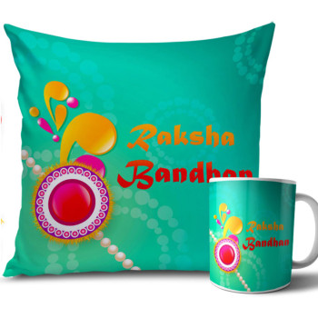 Sea Green Colour Rakhi Cushion and Mug Combo 12 X 12 Inches Sea Green Colour Rakhi Cushion and Mug Combo 12 X 12 Inches