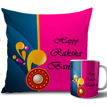 Dark blue and Pink Colour Rakhi Cushion and Mug Combo 12 X 12 Inches Dark blue and Pink Colour Rakhi Cushion and Mug Combo 12 X 12 Inches