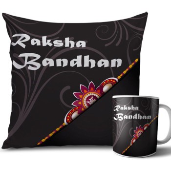 Swastik Symbol with Brown and Black Colour Rakhi Cushion and Mug Combo 12 X 12 Inches Swastik Symbol with Brown and Black Colour Rakhi Cushion and Mug Combo 12 X 12 Inches