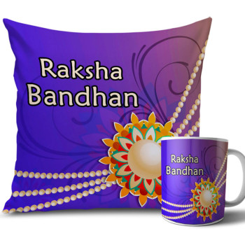 Yellow Pearl with Blue Colour Rakhi Cushion and Mug Combo 12 X 12 Inches Yellow Pearl with Blue Colour Rakhi Cushion and Mug Combo 12 X 12 Inches