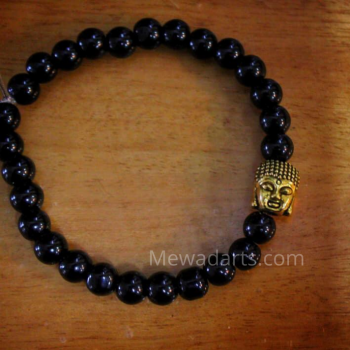 Hand Bracelet With Black Beads And Buddha Design Hand Bracelet With Black Beads And Buddha Design