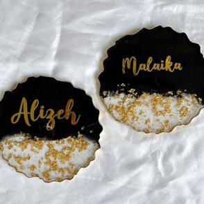 Couple Name Customised Resin Coasters Set ( Set Of 2 )