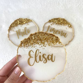 Resin Coasters Set With Customized Name Printed ( Set Of 2 ) Resin Coasters Set With Customized Name Printed ( Set Of 2 )