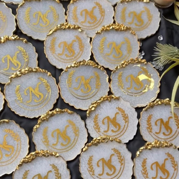 Resin Coasters Set With Customized Name Printed ( Set Of 2 ) Resin Coasters Set With Customized Name Printed ( Set Of 2 )