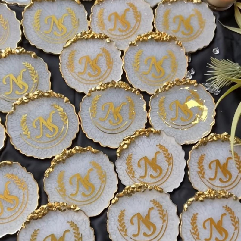 Resin Coasters Set With Customized Name Printed ( Set Of 2 )