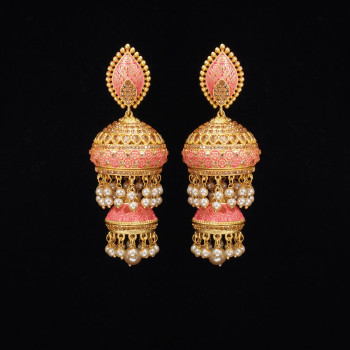 Minakari Earrings Pink