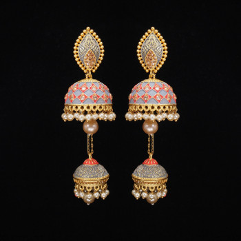 Minakari Earrings Grey Pink