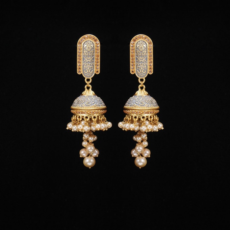 Minakari Earrings Grey 
