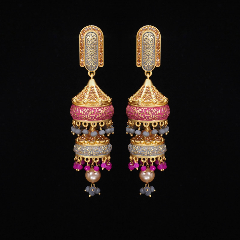 Minakari Earrings Grey Rani