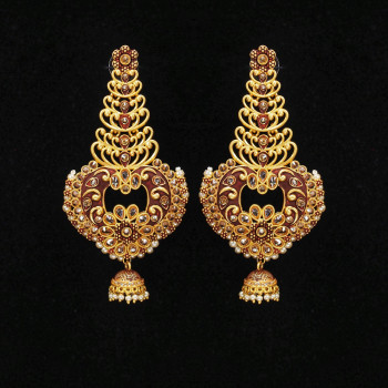 Minakari Earrings Brown Color Rajwadi Polish Minakari Earrings Brown Color Rajwadi Polish