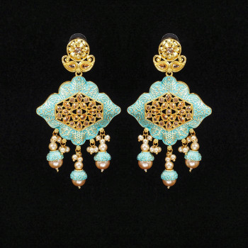 Light Blue Minakari Earrings Rajwadi Polish Light Blue Minakari Earrings Rajwadi Polish