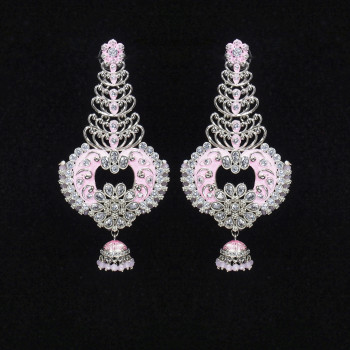 Light Pink Ad Earrings Silver Polish