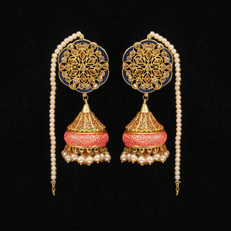 Minakari Earring Blue Pink 