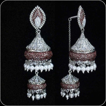 Minakari Earring Silver Polish Minakari Earring Silver Polish