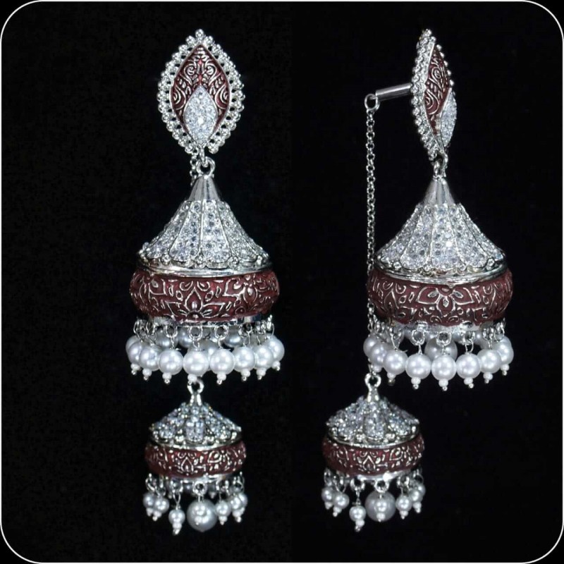 Minakari Earring Silver Polish