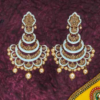 Light Blue Minakari Earrings Light Blue Minakari Earrings