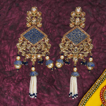Minakari Earrings Blue Color Minakari Earrings Blue Color