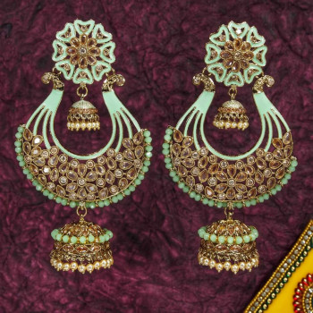 Minakri Earring Pista Green Color With AD Lct Minakri Earring Pista Green Color With AD Lct
